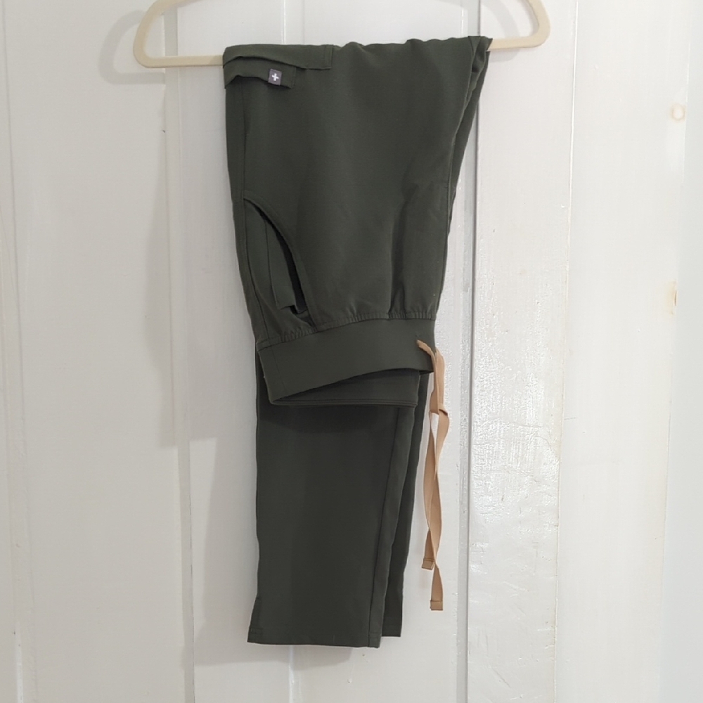 Figs Sage Green Pants with Tan Accents